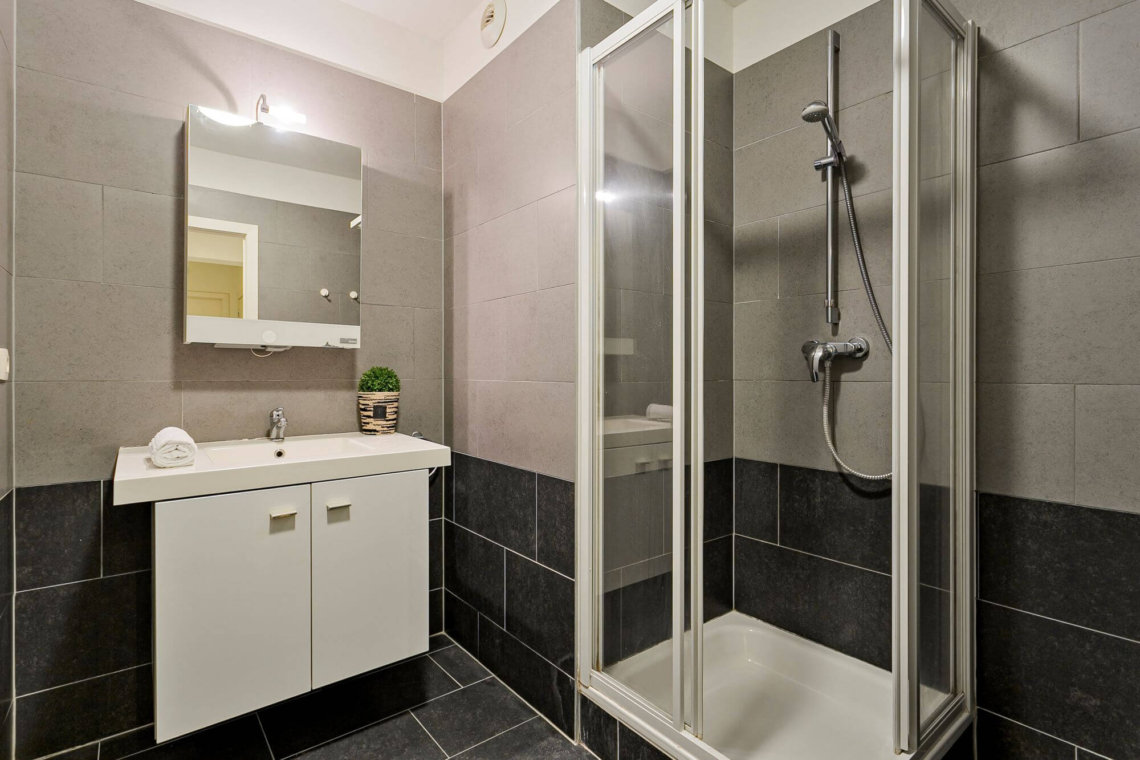 bathroom with fortnightly cleaning and shower