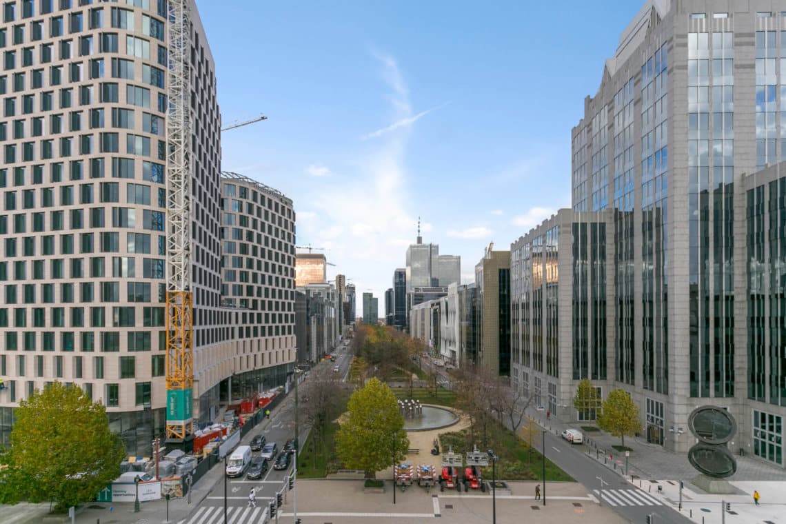 manhattan view two bedroom apartment with balcony view down esplanade