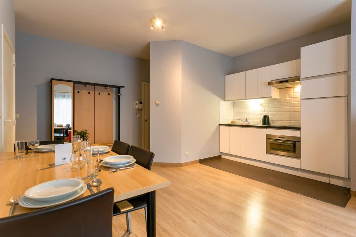 dunant gardens one bedroom apartment dining and kitchen