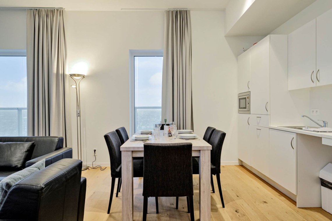 six seater dining table in bbf serviced apartment antwerp