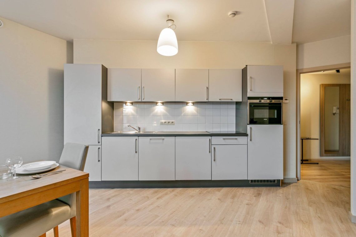 fully equipped kitchen with dishwasher in brussels city