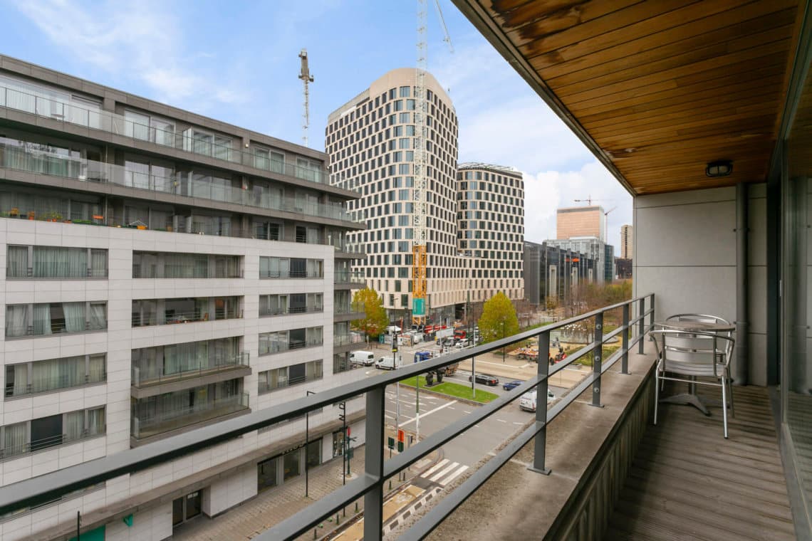 balcony view from furnished one bedroom apartment in brussels city centre