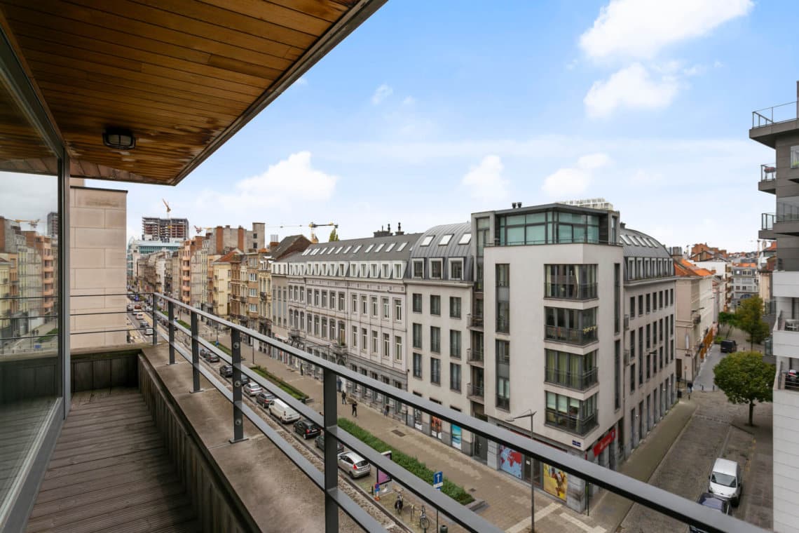 balcony view from furnished one bedroom apartment in brussels city centre