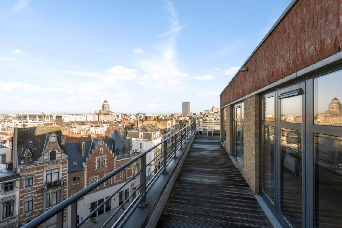 balcony view over palace of justice in brussels