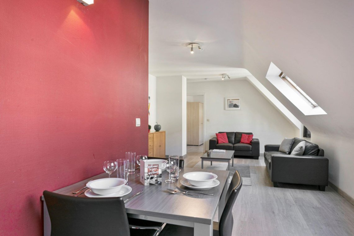 dining table and living room in serviced apartment