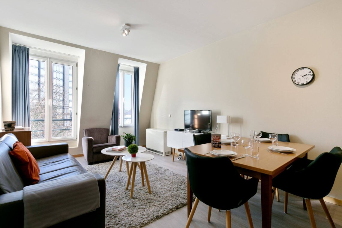 living and dining in bbf serviced apartment in brussels