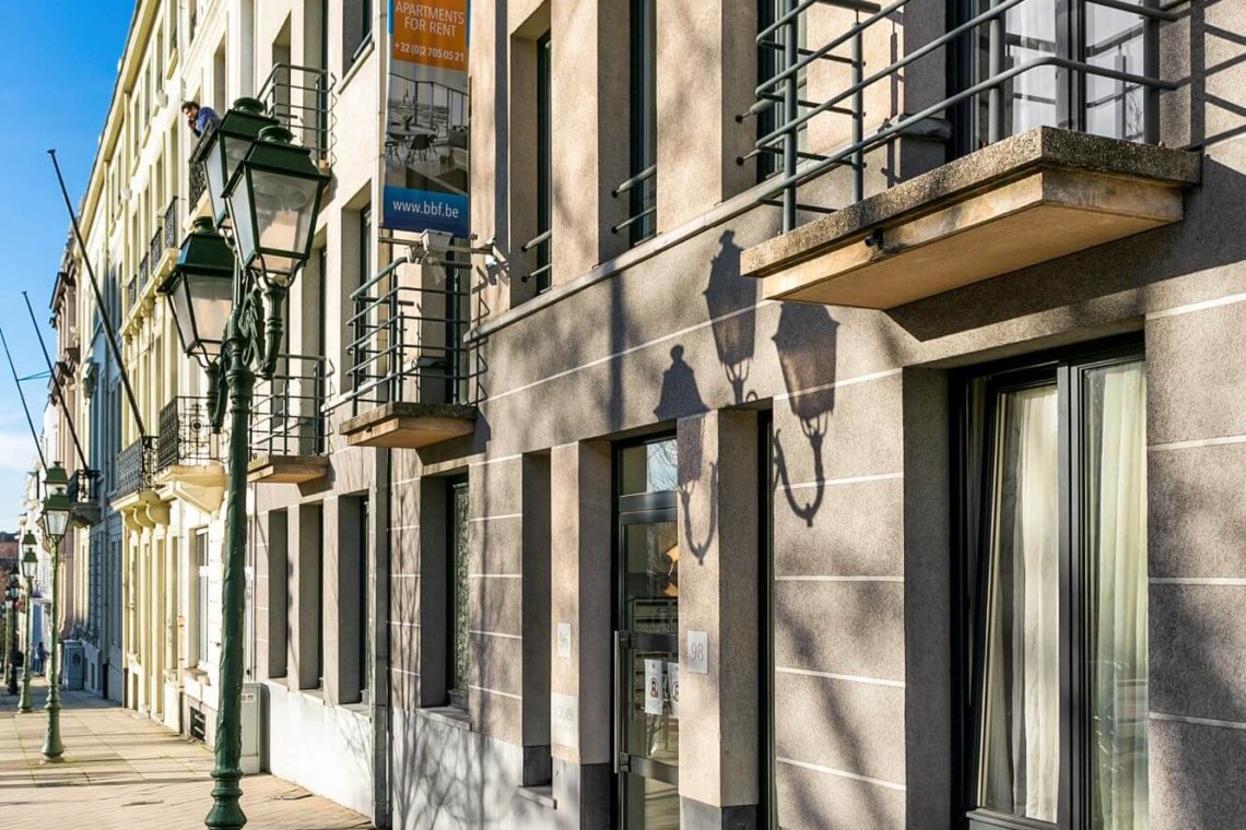 exterior facade of bbf louise residence in brussels