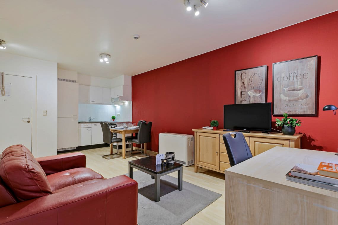 cable telelvision and sofa in serviced apartment in european quarter