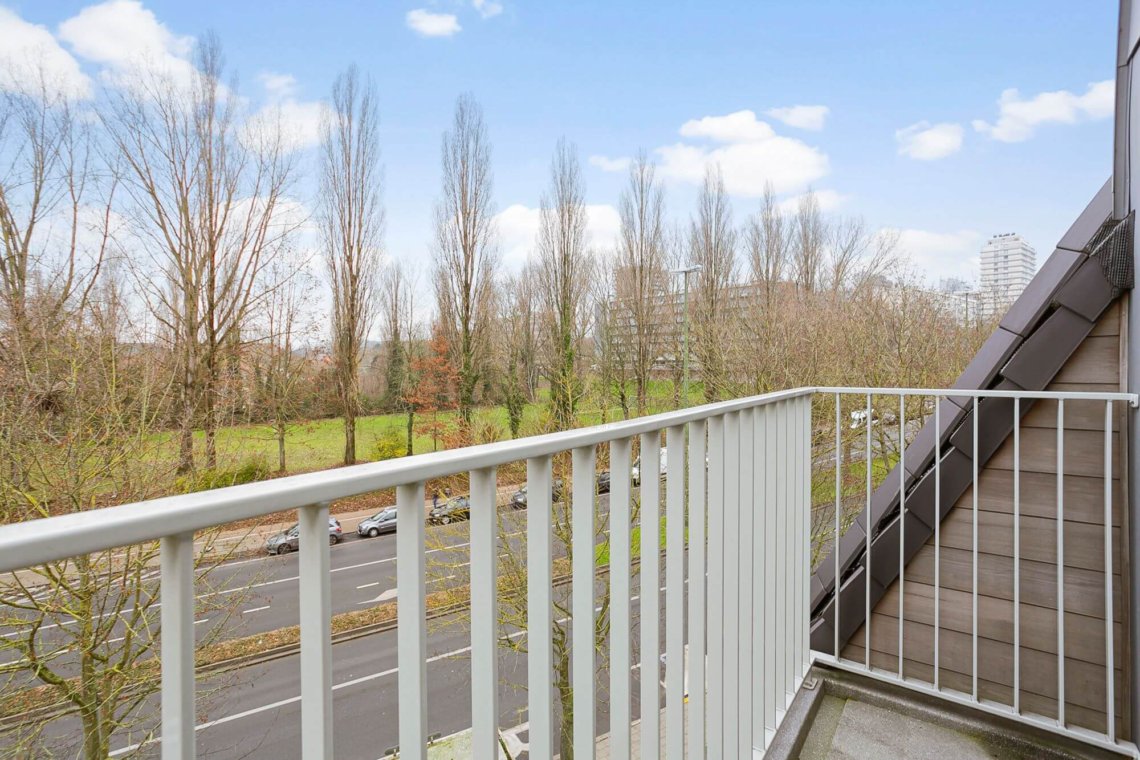 balcony view from one bedroom furnished apartment in west brussels